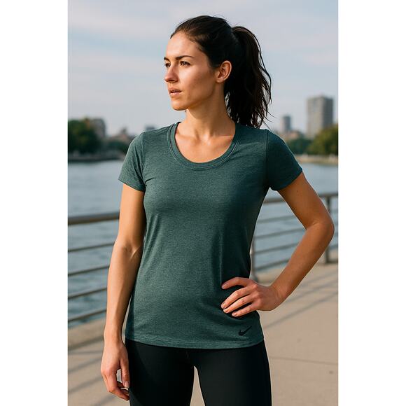 Nike Dri-FIT Heather Blue Green Short Sleeve Performance Tee Women’s Small - Picture 7 of 7